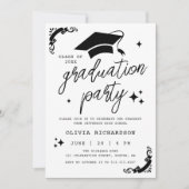 Personalized Graduation Elegant Script Stars & Cap Kaart (Voorkant)