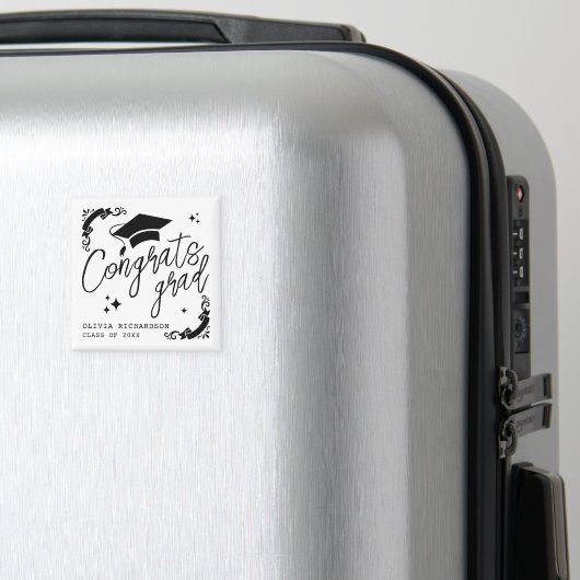 Personalized Graduation Elegant Script Stars & Cap Magneet (Insitu (bagage))