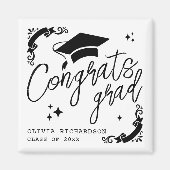 Personalized Graduation Elegant Script Stars & Cap Magneet (Voorkant)