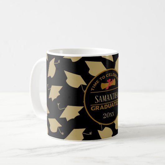 Personalized Graduation Gift | Time To Celebrate C Koffiemok (Voorkant links)