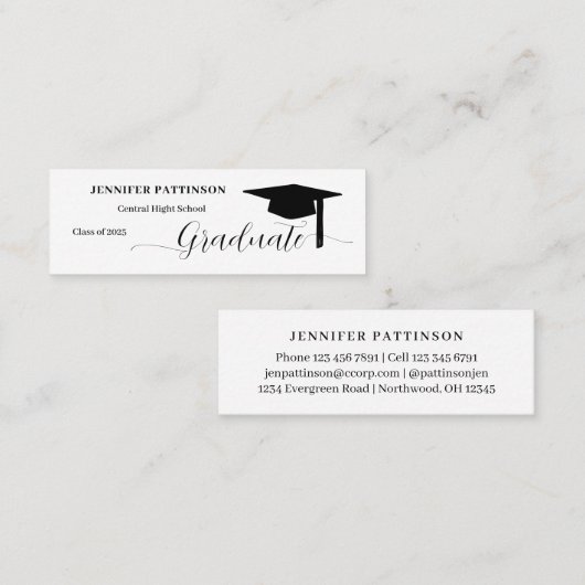 Personalized Graduation Graduate Name Contactkaartje (Voorkant / Achterkant)