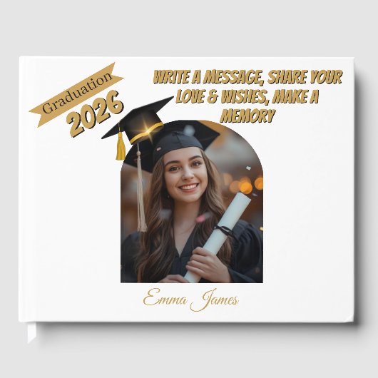 Personalized Graduation Guestbook & Wishes Book  Gastenboek (Voorkant)