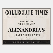Personalized Graduation Newspaper Welcome Sign 