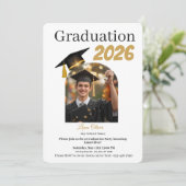 Personalized Graduation Party Photo Invitation  Feestdagenkaart (Staand voorkant)
