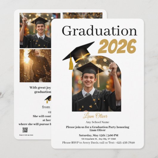 Personalized Graduation Party Photo Invitation  Feestdagenkaart (Voorkant / Achterkant)
