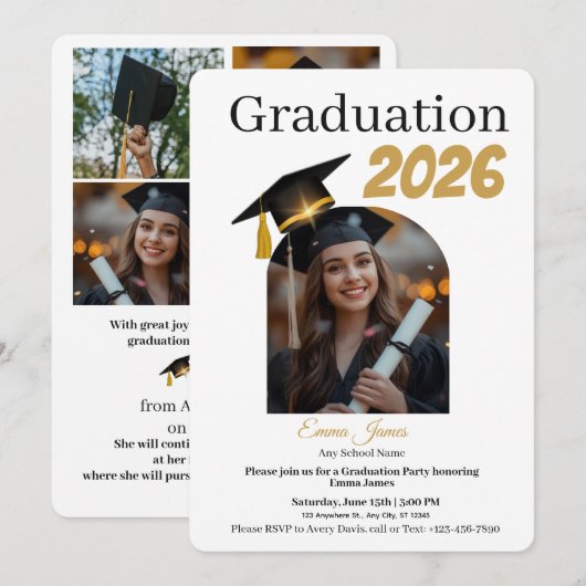 Personalized Graduation Party Photo Invitation Feestdagenkaart (Voorkant / Achterkant)