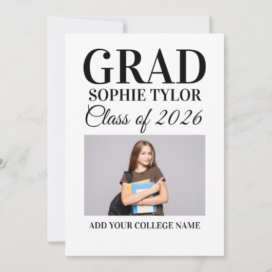 Personalized Graduation Party Photo Invitation Kaart (Voorkant)