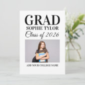 Personalized Graduation Party Photo Invitation Kaart (Staand voorkant)