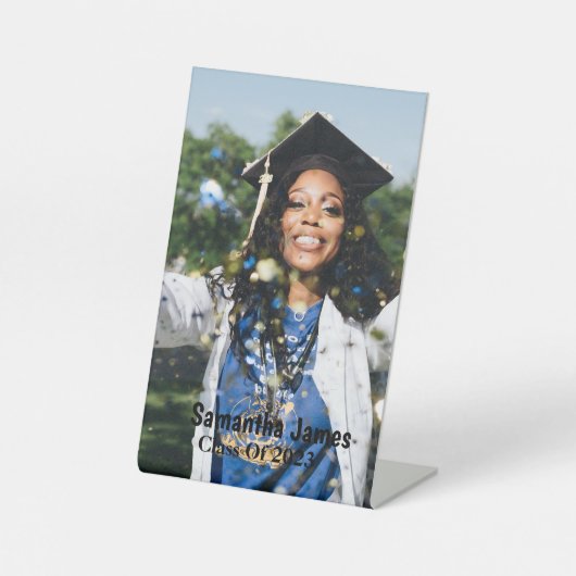 Personalized Graduation Photo and Name Reclamebord Met Voetstuk (Voorkant)