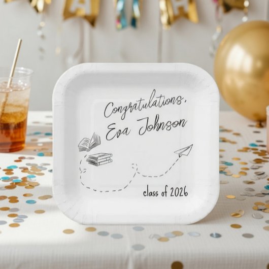 Personalized Graduation Square Paper Plates Papieren Bordje