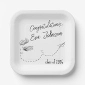 Personalized Graduation Square Paper Plates Papieren Bordje (Voorkant)