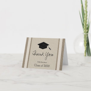 Personalized Graduation Thank You Card -- Burlap Bedankkaart
