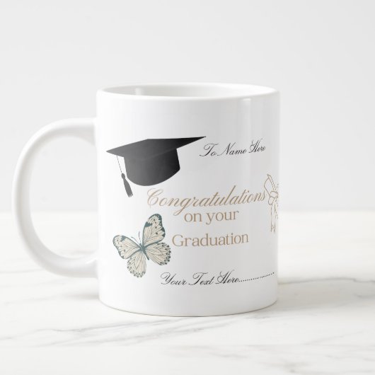 Personalized Graduation with Butterflies and Hat Grote Koffiekop (Links)