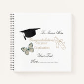 Personalized Graduation with Butterflies and Hat Notitieboek (Voorkant)