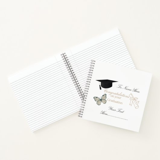 Personalized Graduation with Butterflies and Hat Notitieboek (Binnen)