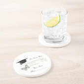 Personalized Graduation with Butterflies and Hat Zandsteen Onderzetter (Zijkant)