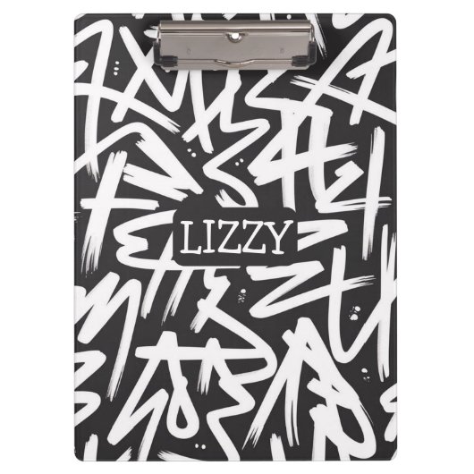 Personalized Graffiti Name Pattern — Custom Urban Klembord (Voorkant)