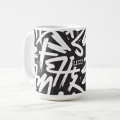 Personalized Graffiti Name Pattern — Custom Urban Koffiemok (Voorkant links)