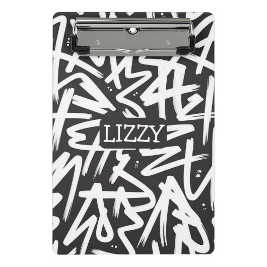 Personalized Graffiti Name Pattern — Custom Urban Mini Klembord (Voorkant)