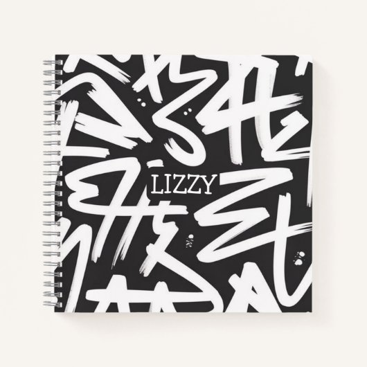 Personalized Graffiti Name Pattern — Custom Urban Notitieboek (Voorkant)