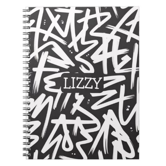 Personalized Graffiti Name Pattern — Custom Urban Notitieboek (Voorkant)