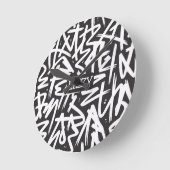 Personalized Graffiti Name Pattern — Custom Urban Ronde Klok (Hoek)