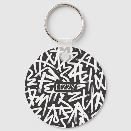 Personalized Graffiti Name Pattern — Custom Urban Sleutelhanger (Voorkant)