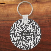 Personalized Graffiti Name Pattern — Custom Urban Sleutelhanger (Voorkant)