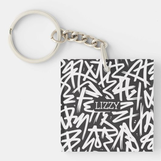 Personalized Graffiti Name Pattern — Custom Urban Sleutelhanger (voorkant)
