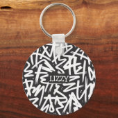 Personalized Graffiti Name Pattern — Custom Urban Sleutelhanger (Voorkant)