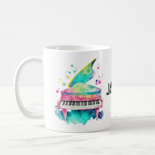 Personalized Grand Piano Mug – Custom Name Koffiemok (Links)