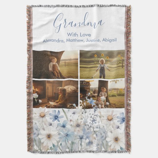 Personalized Grandkids Collage Deken (Voorkant Verticaal)