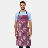 Personalized Grandma Apron Kawaii Pink BlueCupcake Schort (Gedragen)