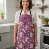 Personalized Grandma Apron Kawaii Pink BlueCupcake Schort