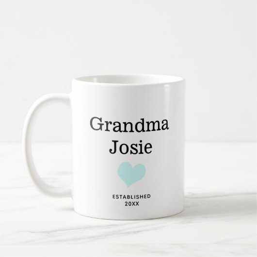 Personalized Grandma, Blue Heart New Baby Photo Koffiemok (Links)