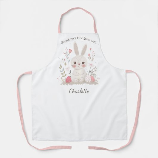 Personalized Grandma Easter Apron – First Easter Schort (Voorkant)