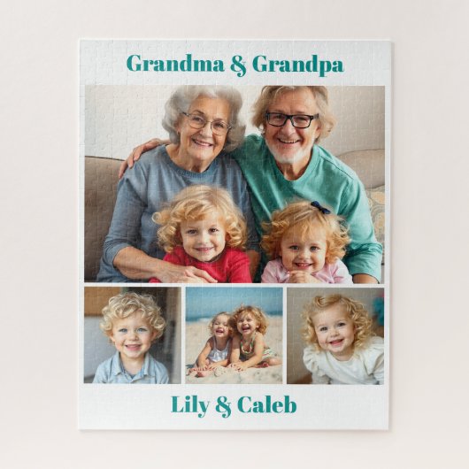 Personalized Grandma, Grandpa and Grandkids Photo Legpuzzel (Verticaal)