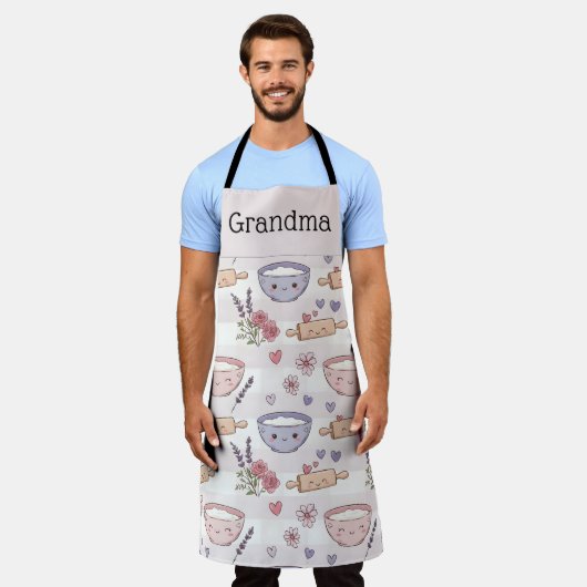 Personalized Grandma Kawaii Heart Baking Crew Gift Schort (Gedragen)
