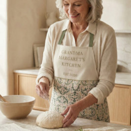 Personalized Grandma Kitchen Gift Botanical Green Schort