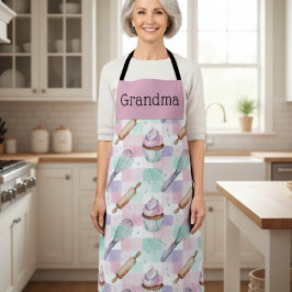 Personalized Grandma Nana Pastel Cupcake Crew Schort