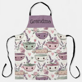 Personalized Grandma Nana Smiling Floral Baking  Schort (Voorkant)