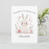 Personalized Grandma’s First Easter Card Feestdagenkaart (Staand voorkant)