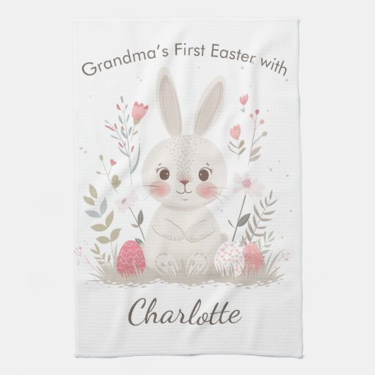Personalized Grandma’s First Easter Kitchen Towel Theedoek (Verticaal)