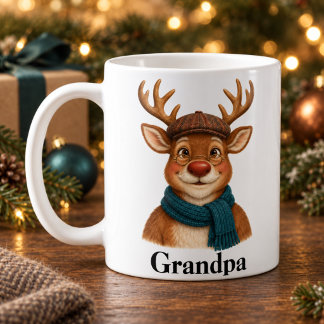Personalized Grandpa Christmas Cute Reindeer Mug Koffiemok