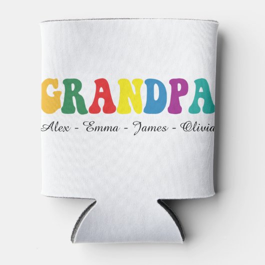Personalized Grandpa Gift with Grandkids’ Names Blikjeskoeler (Voorkant)