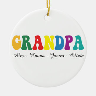 Personalized Grandpa Gift with Grandkids’ Names Keramisch Ornament