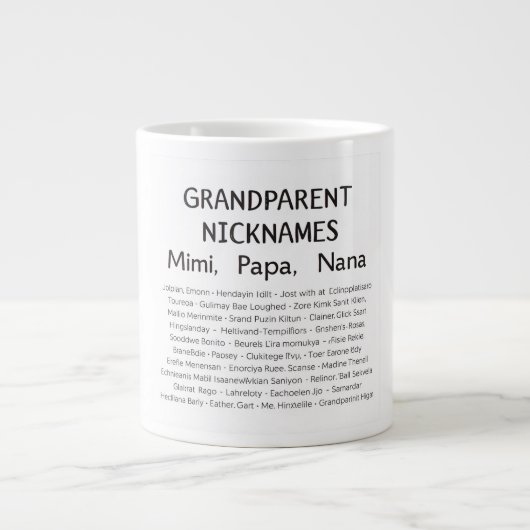 Personalized Grandparent Nicknames Print | Mimi, P Grote Koffiekop (Voorkant)