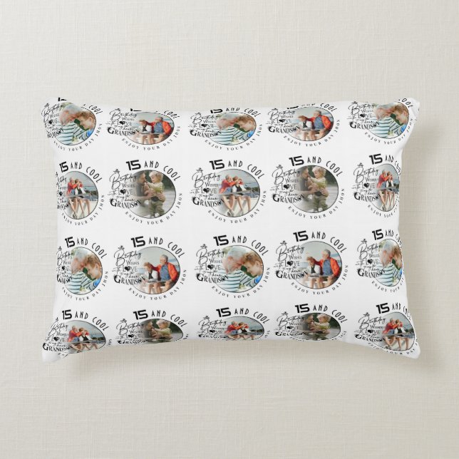 Personalized Grandson Birthday Photo Gifts Accent Kussen (Voorkant)