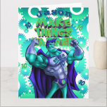 Personalized GRANDSON Card | Name AGE | SUPERHERO Kaart<br><div class="desc">Funny superhero cartoon card for Grandson's birthday.</div>