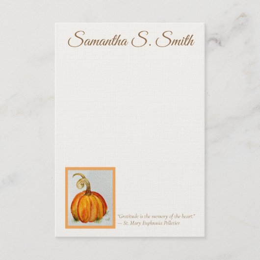 Personalized Gratitude Pumpkin Flat Note Card Kaart (Voorkant)